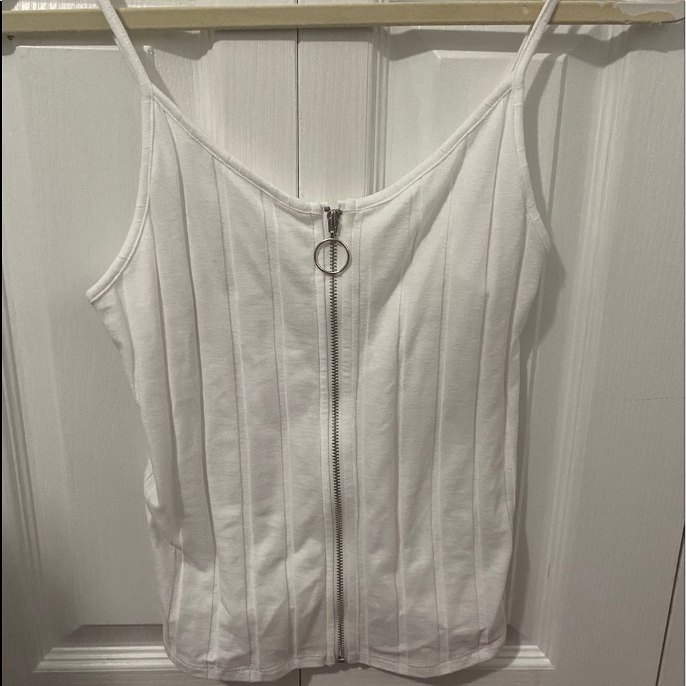 white tank top with zipper